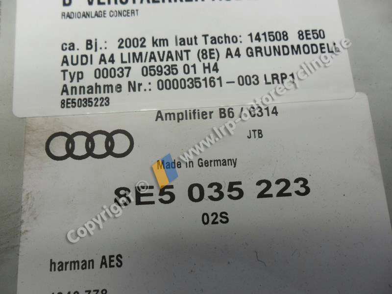 Audio Verstaerker 8E5035223 Audi A4 Lim/Avant (8e) BJ: 2002